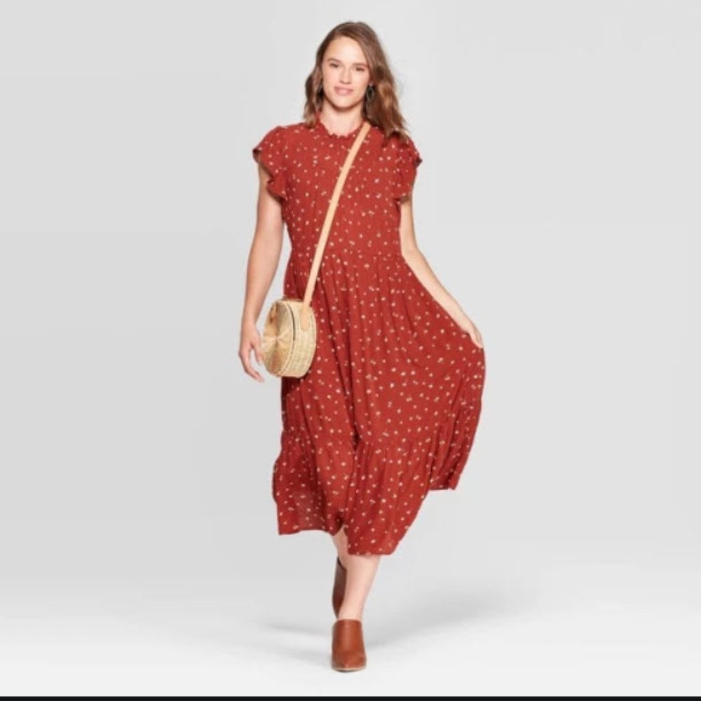 Floral Print High Neck Dress